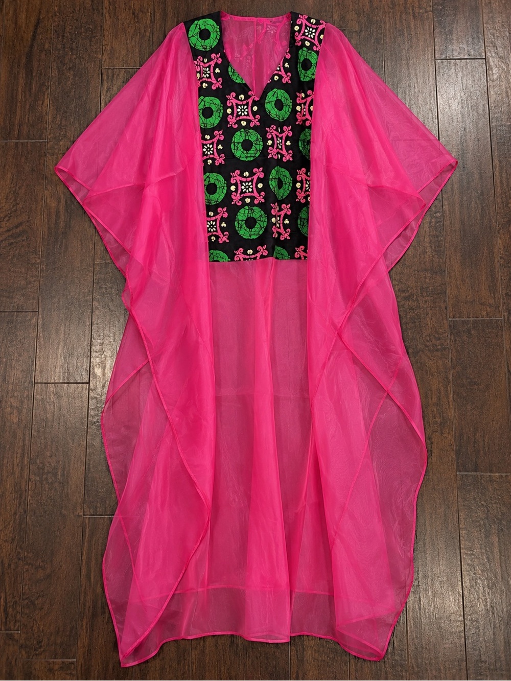 African Print Vibrant Pink Sheer Kimono